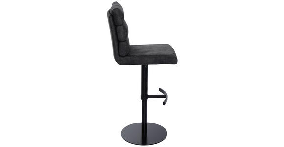 BARHOCKER Webstoff Anthrazit Eisen Stoffauswahl, Sitzfläche 360° drehbar  - Anthrazit/Schwarz, Design, Textil/Metall (42/90-117/58,5cm) - Novel