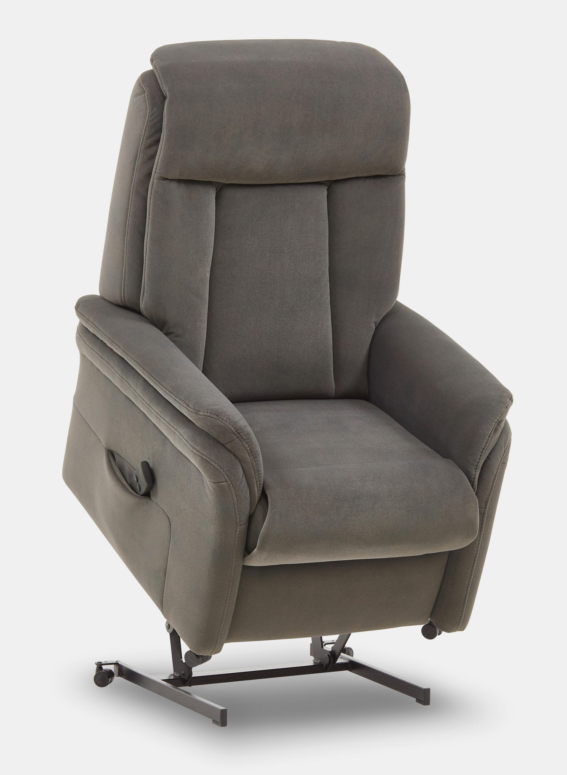 FERNSEHSESSEL  mit Relaxfunktion, Aufstehhilfe, Fußteilverstellung Mikrofaser Graubraun  - Graubraun/Schwarz, KONVENTIONELL, Kunststoff/Textil (74/107/84cm) - Valdera