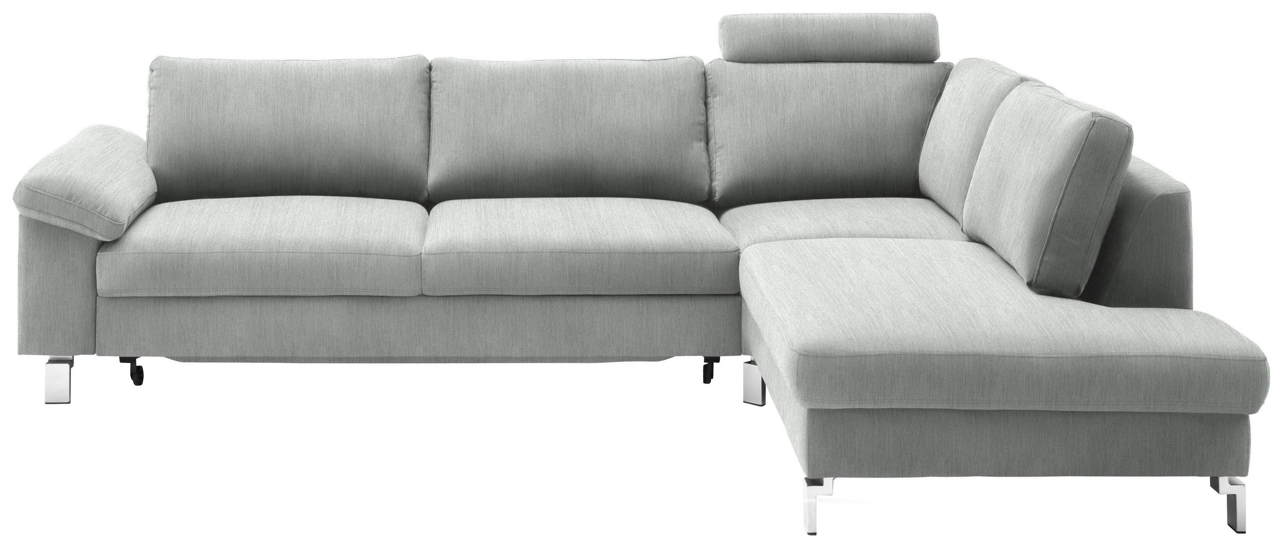 ECKSOFA Velours Hellgrau  - Chromfarben/Hellgrau, Design, Textil/Metall (281/200cm) - Pure Home Lifestyle
