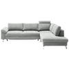 ECKSOFA  in Velours Hellgrau  281/200 cm  - Chromfarben/Hellgrau, Design, Textil/Metall (281/200cm) - Pure Home Lifestyle