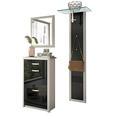 GARDEROBE 3-teilig  in 130/195/36 cm  - Schwarz/Alufarben, Design, Glas/Holzwerkstoff (130/195/36cm) - Dieter Knoll