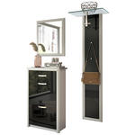 GARDEROBE 3-teilig  in 130/195/36 cm  - Schwarz/Alufarben, Design, Glas/Holzwerkstoff (130/195/36cm) - Dieter Knoll