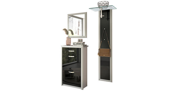 GARDEROBE 3-teilig in 130/195/36 cm - Schwarz/Alufarben, Design, Glas/Holzwerkstoff (130/195/36cm) - Dieter Knoll