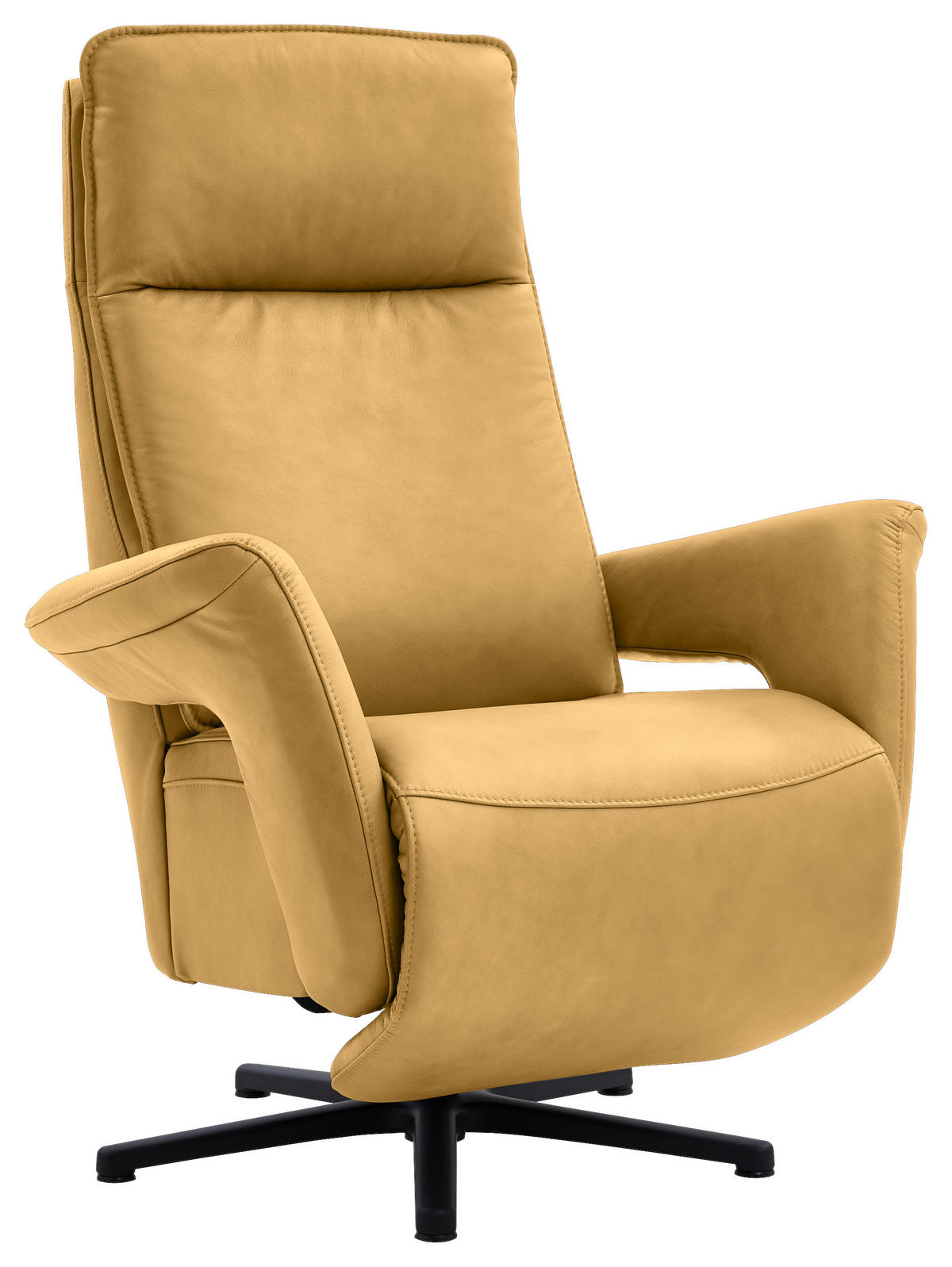 RELAXSESSEL in Leder Gelb  - Gelb/Schwarz, Design, Leder/Metall (83/112/87-174cm) - Valdera