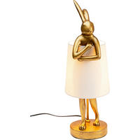 TISCHLEUCHTE 17/50/20 cm  - Goldfarben/Weiß, KONVENTIONELL, Kunststoff/Fell (17/50/20cm) - Kare-Design