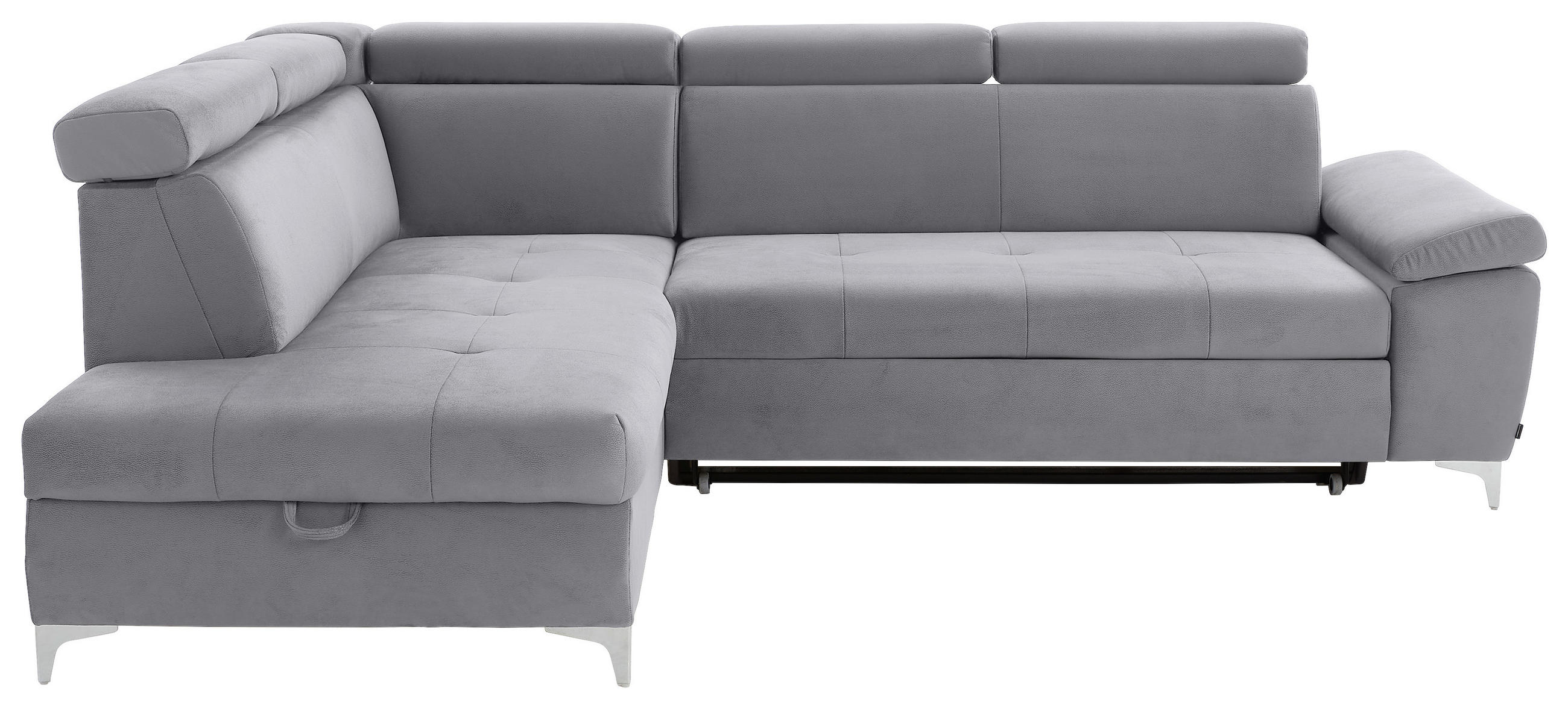 ECKSOFA Silberfarben Mikrofaser  - Chromfarben/Silberfarben, KONVENTIONELL, Textil/Metall (206/271cm) - Carryhome