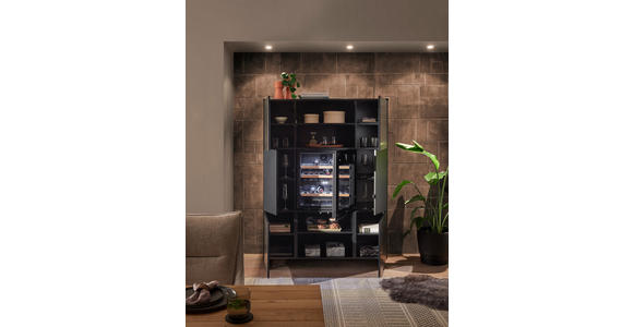 HIGHBOARD Mosel Weinschrank, 120/200/58 cm,  - Schwarz, KONVENTIONELL, Holzwerkstoff/Metall (120/200/58cm) - Carryhome