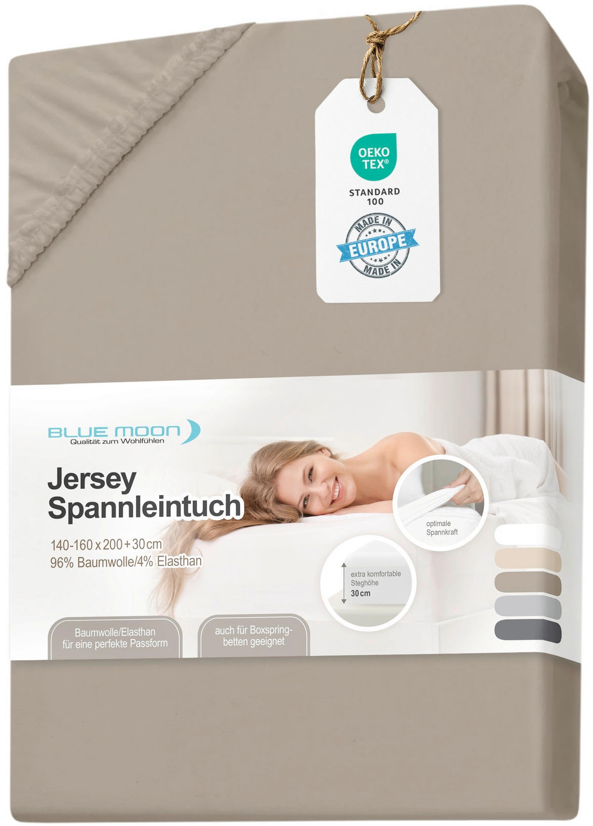 SPANNBETTTUCH  - Hellbraun, Basics, Textil (90-100/200cm)