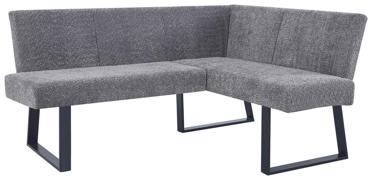 ECKBANK 160/130 cm Leinenoptik Grau   - Schwarz/Grau, KONVENTIONELL, Textil/Metall (160/130cm) - MID.YOU