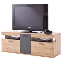 KOMODA POD TELEVIZI, antracitová, barvy dubu, 150/55/50 cm - černá/barvy dubu, Design, kov/kompozitní dřevo (150/55/50cm) - Livetastic