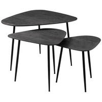 BEISTELLTISCHSET Akazie Freiform Schwarz  - Schwarz, Basics, Holz/Metall (42-67/42-52/40-50cm)