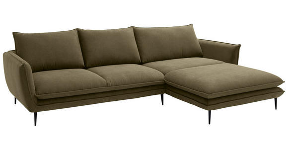 ECKSOFA  in Webstoff Grün  304/196 cm  - Schwarz/Grün, KONVENTIONELL, Textil/Metall (304/196cm) - Hom`in