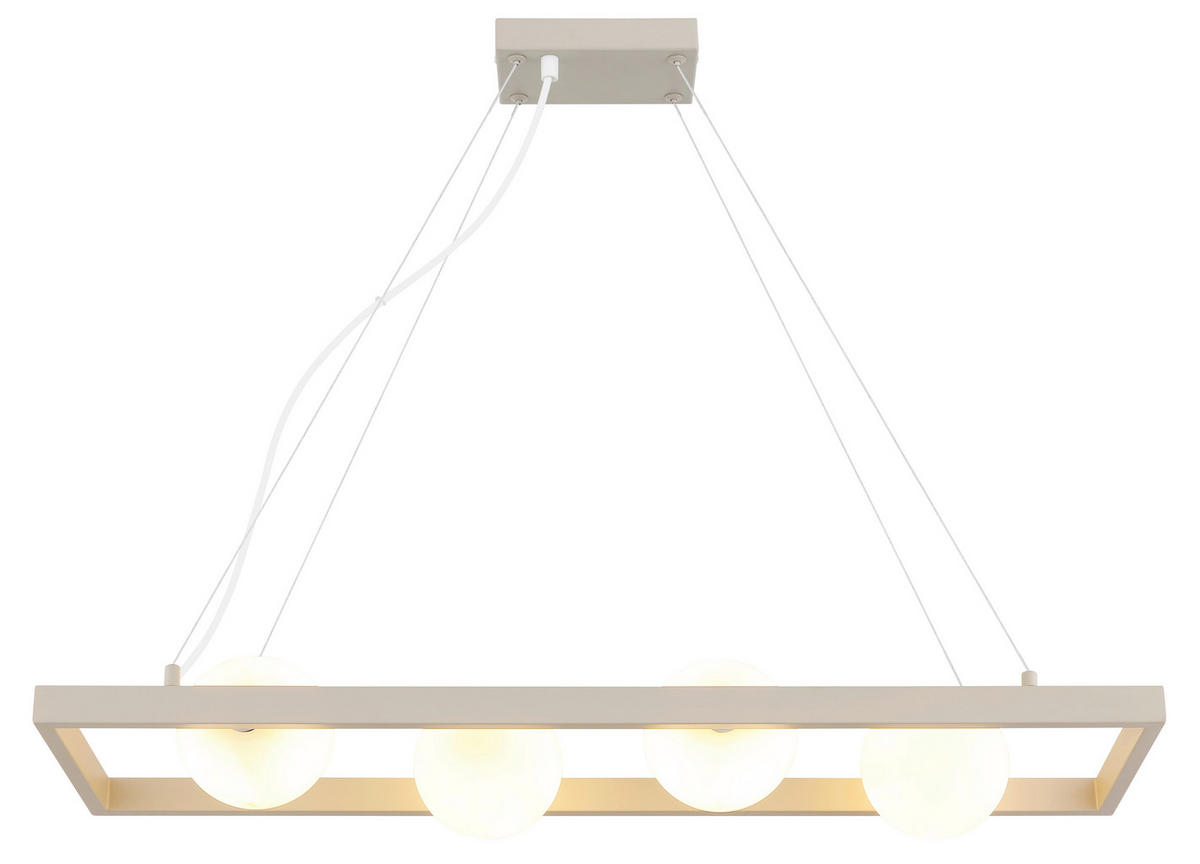 ZÁVĚSNÉ SVÍTIDLO, 84/24/150 cm  - bílá/pískové barvy, Design, kov/sklo (84/24/150cm) - Globo
