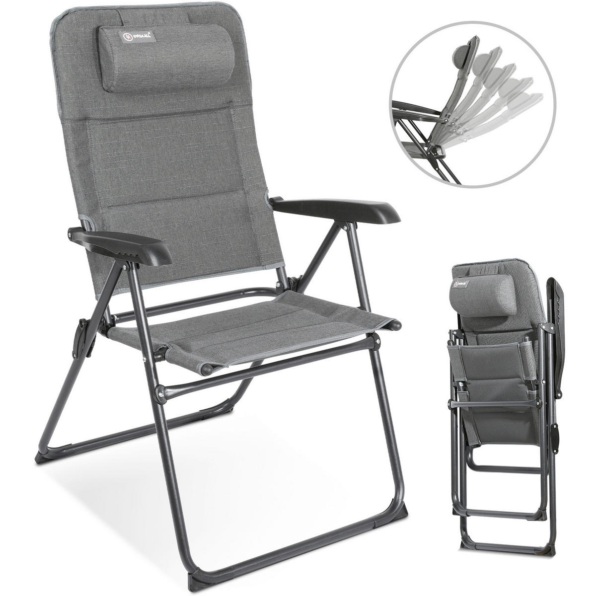 CAMPINGSESSEL - Schwarz/Grau, Basics, Textil/Metall (61/104/70cm) - Modante