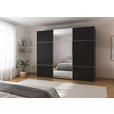 SCHWEBETÜRENSCHRANK 271/223/68 cm 3-türig Schwarz  - Alufarben/Schwarz, KONVENTIONELL, Glas/Holzwerkstoff (271/223/68cm) - Novel