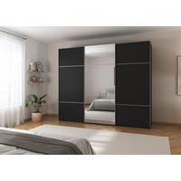 SCHWEBETÜRENSCHRANK in Schwarz  - Alufarben/Schwarz, Konventionell, Glas/Holzwerkstoff (271/223/68cm) - Novel