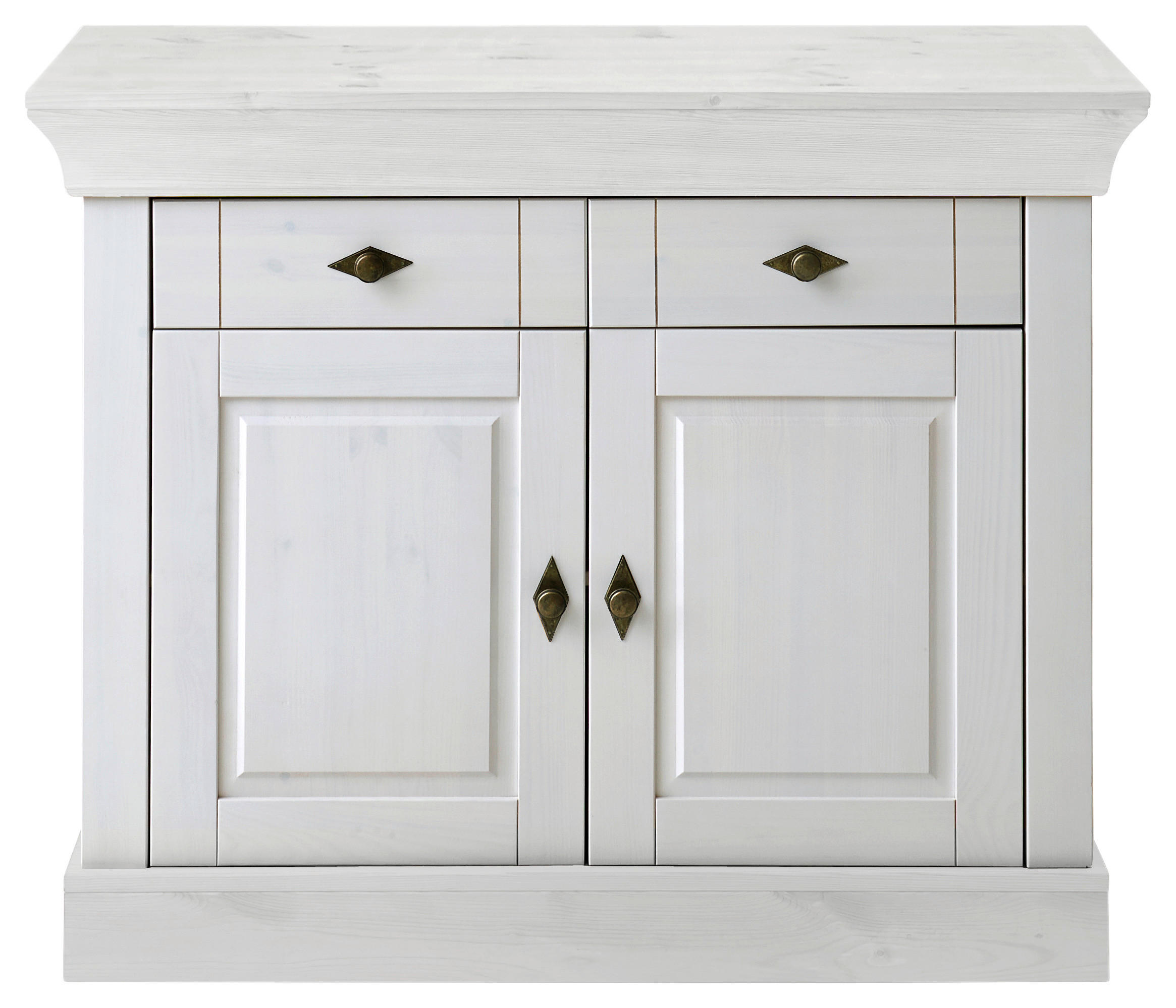 KOMMODE , 108/85/45 cm, 2 Schublade(n)  - Weiß/Kupferfarben, ROMANTIK / LANDHAUS, Holz/Metall (108/85/45cm) - Boxxx