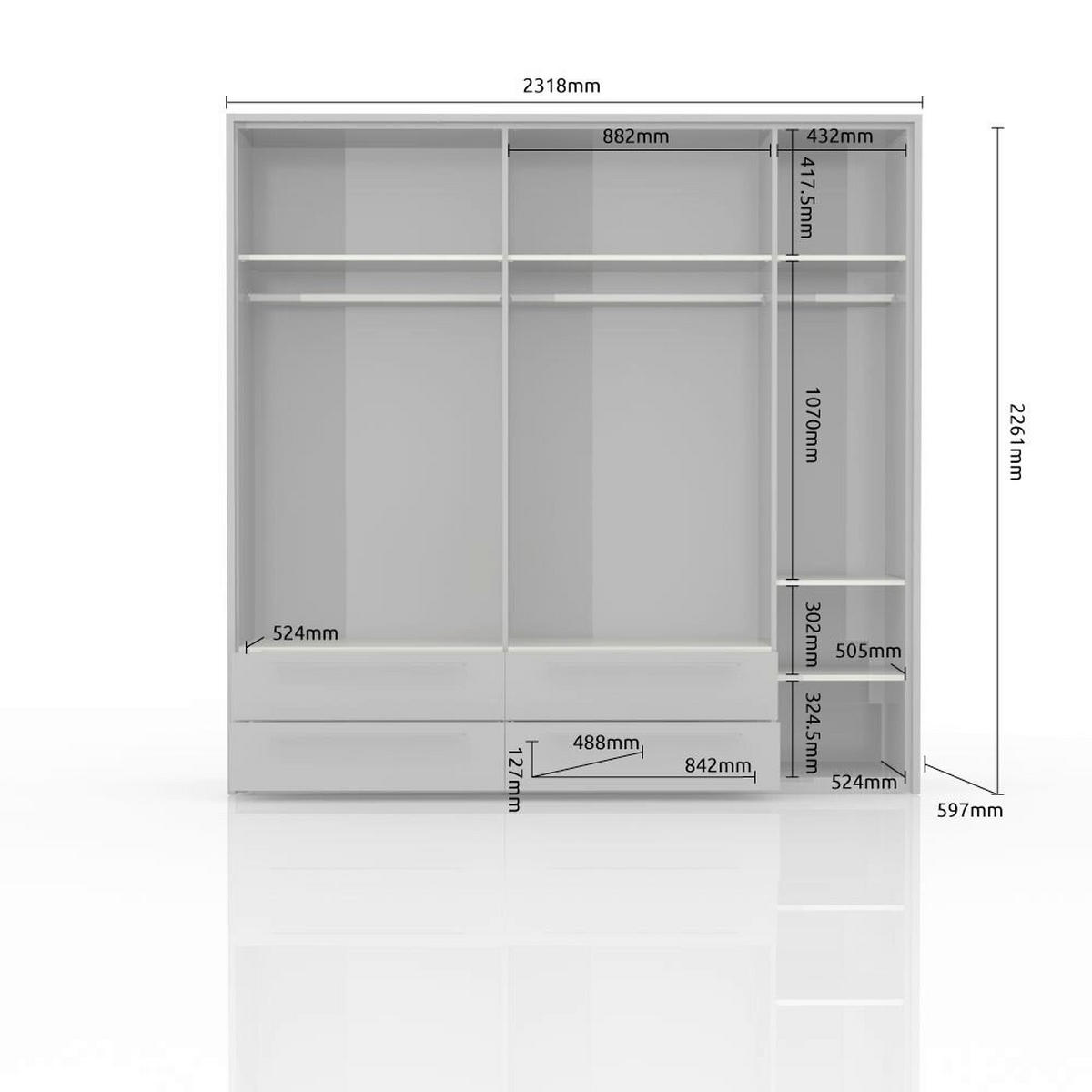 ORMAR SA KLASIČNIM VRATIMA bela, bela visoki sjaj  232/226/60 cm  - bela visoki sjaj/bela, Dizajnerski, pločasti materijal/plastika (232/226/60cm)