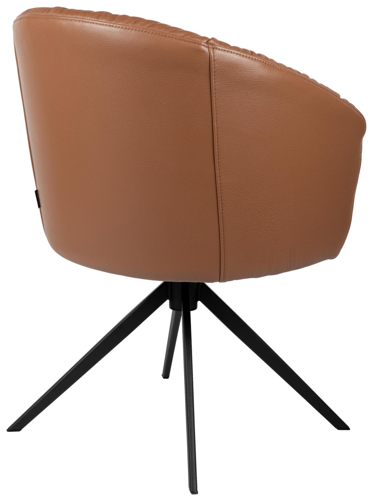 ARMLEHNSTUHL  in Eisen Echtleder pigmentiert  - Cognac/Schwarz, Design, Leder/Metall (63/82/62,5cm) - Dieter Knoll