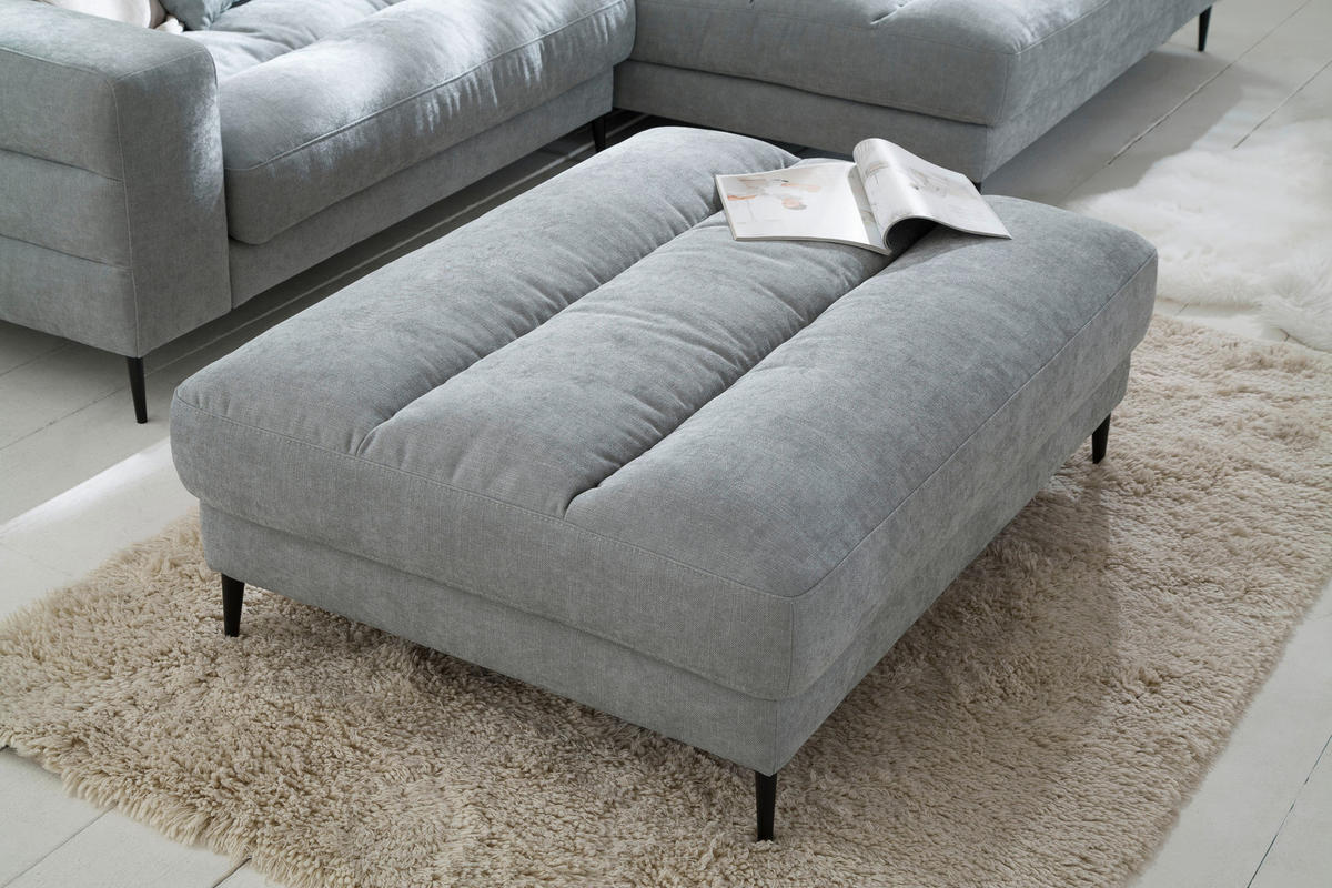 ECKSOFA in Flachgewebe Hellblau  - Schwarz/Hellblau, Design, Textil/Metall (296/207cm) - Dieter Knoll