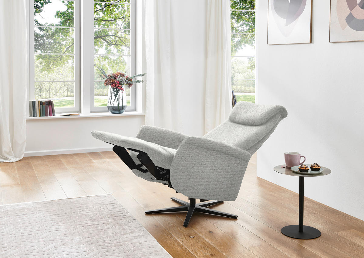 RELAXSESSEL in Textil Silberfarben  - Silberfarben/Schwarz, Design, Textil/Metall (77/115/89cm) - Pure Home Comfort