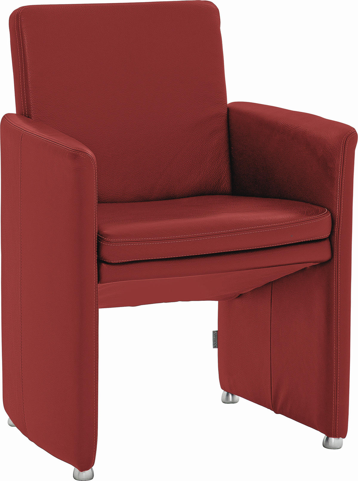 STUHL Echtleder  - Silberfarben/Dunkelrot, Design, Leder/Metall (62/87/59cm) - W.Schillig