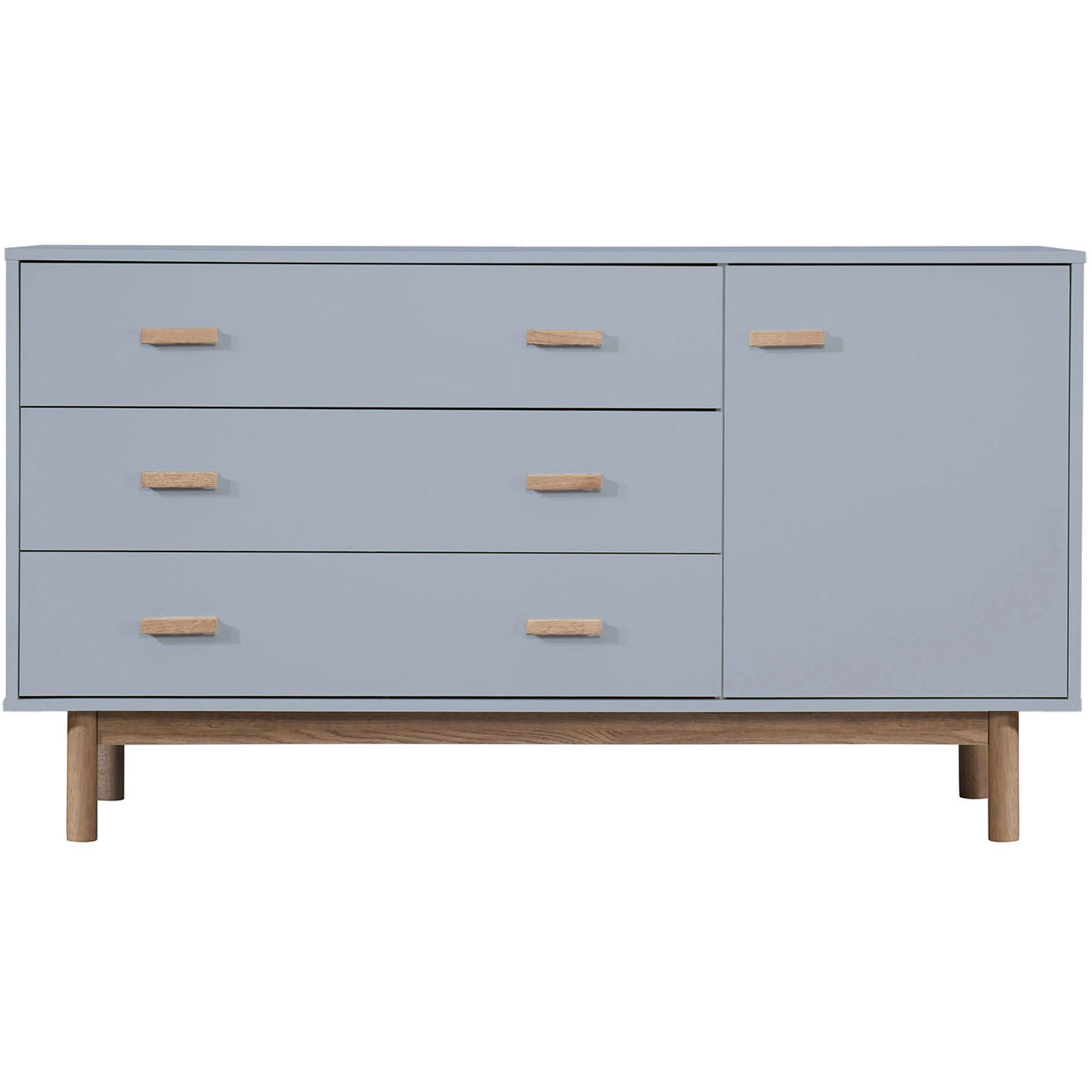 SIDEBOARD Melanie 144/80/44 cm 3 Schublade(n)  - Eichefarben/Grau, Design, Holzwerkstoff/Metall (144/80/44cm) - MID.YOU