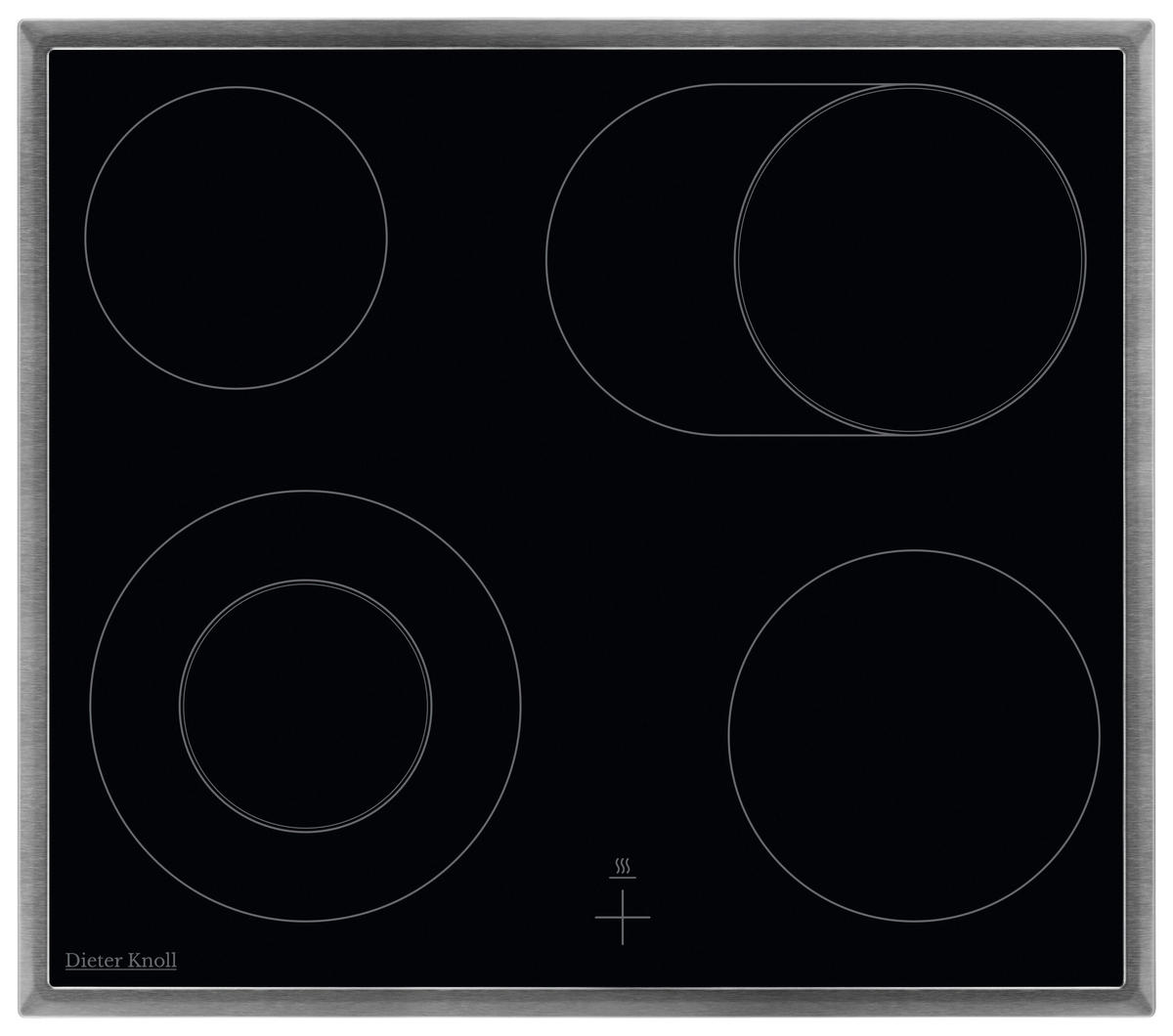 GLASKERAMIKKOCHFELD DKEV6047XB  - Edelstahlfarben/Schwarz, Basics, Glas/Metall (57,6/3,8/50,6cm) - Dieter Knoll