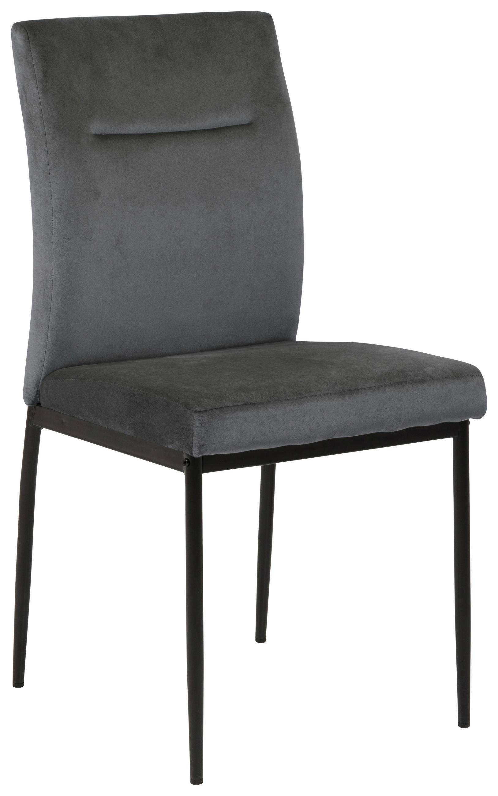 Scaun din metal, textil, negru, gri închis