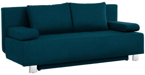 SCHLAFSOFA  in Webstoff Petrol  - Chromfarben/Petrol, Design, Textil/Metall (197/88/89cm) - Xora