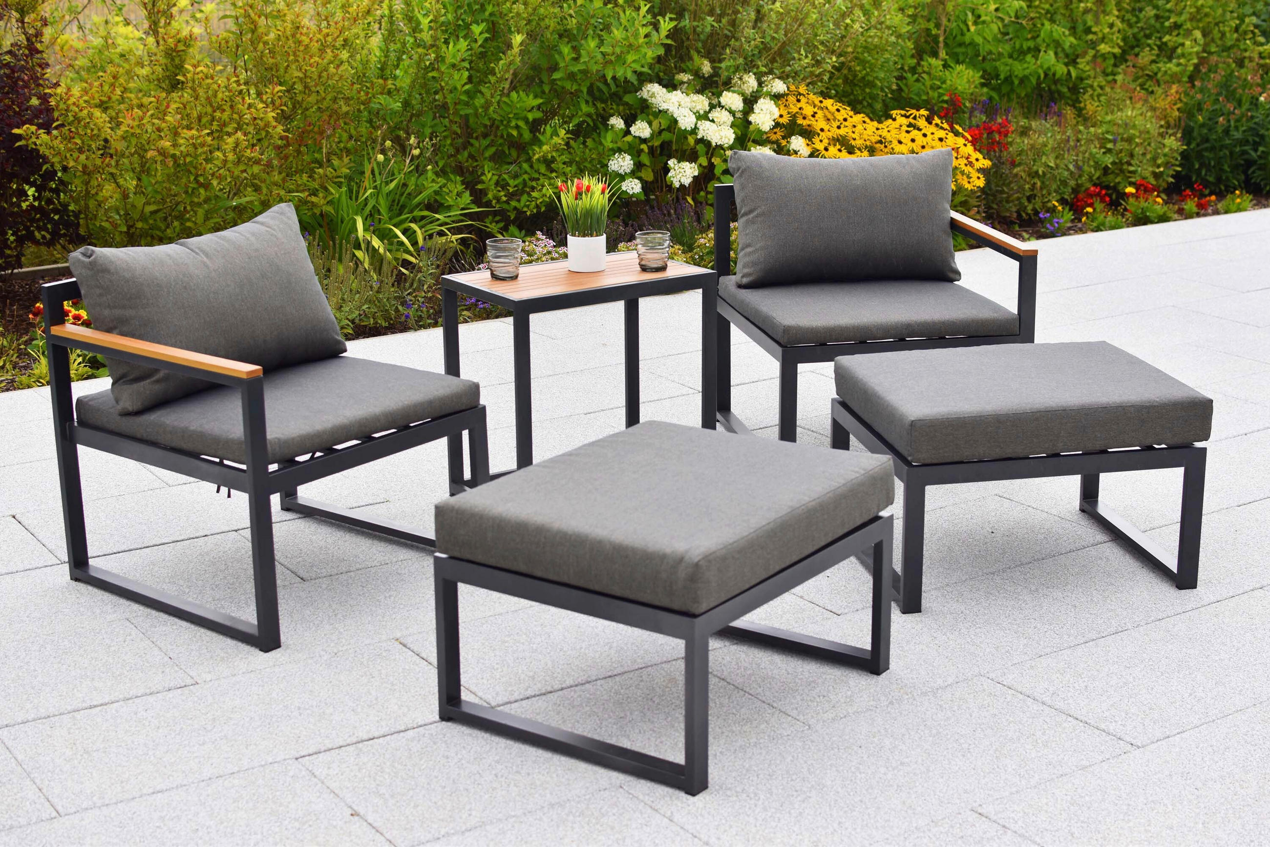 GARTENSET 11-teilig  - Graphitfarben/Naturfarben, KONVENTIONELL, Kunststoff/Textil - Gardenson