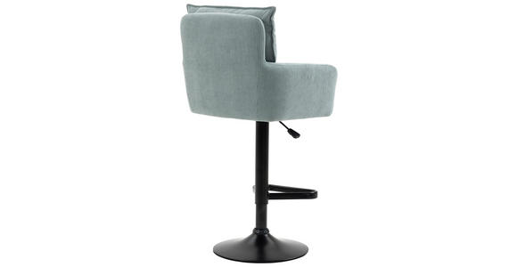 BARHOCKER Cord Schwarz, Hellblau Eisen Stoffauswahl, Sitzfläche 360° drehbar, inklusive Armlehnen - Schwarz/Hellblau, Design, Textil/Metall (54/98-120/58cm) - Novel