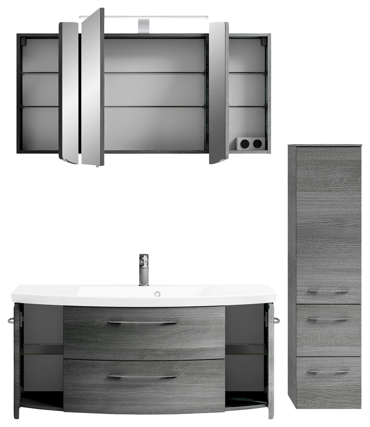 BADEZIMMER 4-teilig  in 151 cm  - Chromfarben/Graphitfarben, KONVENTIONELL, Glas/Holzwerkstoff (151cm) - Pelipal