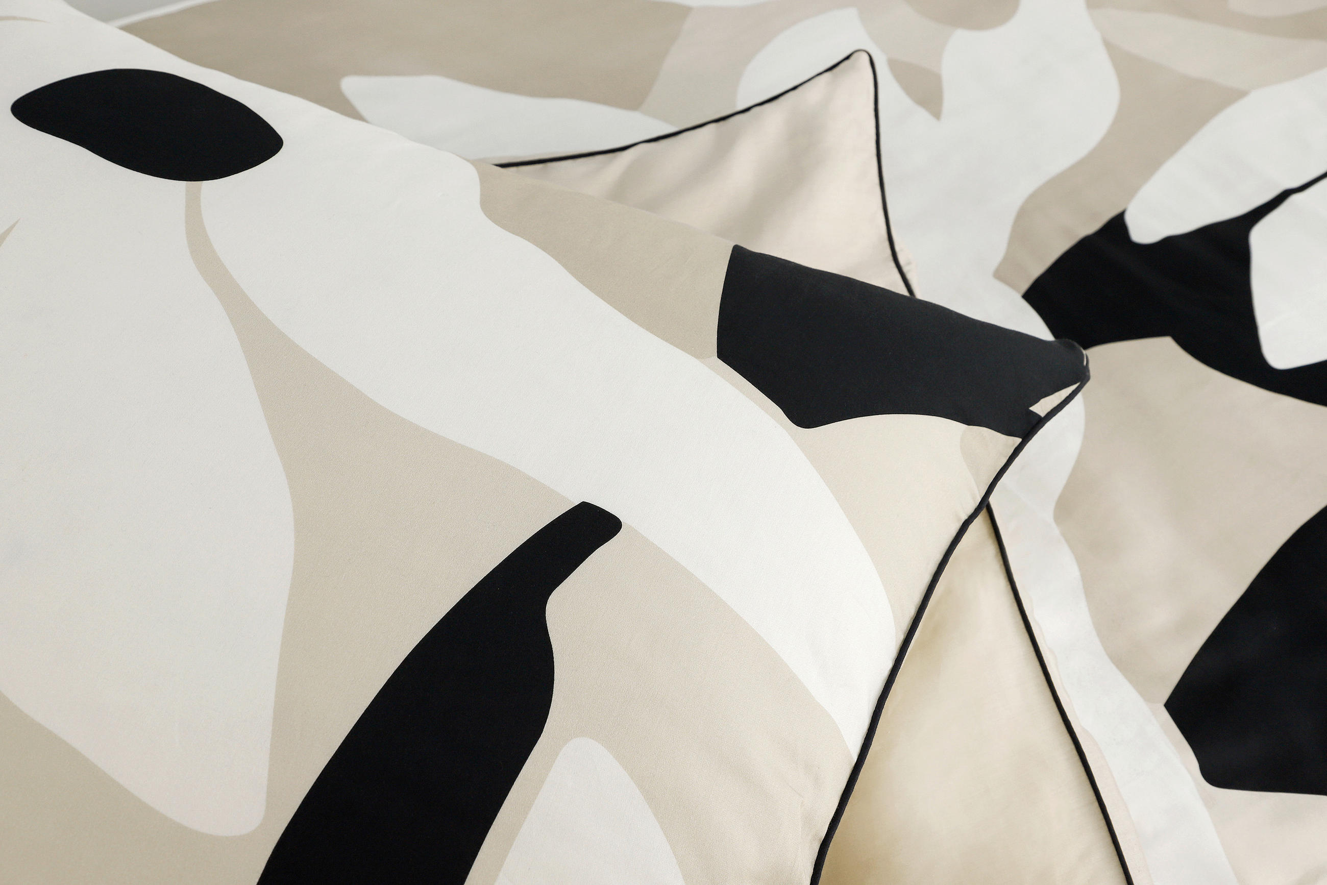 Thumbnail - Musterring Wendebettwäsche MR-Harmony beige, Creme, Schwarz, Beige, Textil, Floral, 135x200 cm, Oeko-Tex® Standard 100, ...