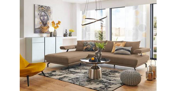 ECKSOFA in Mikrofaser Beige 224/305 cm - Beige/Schwarz, Design, Textil/Metall (224/305cm) - Dieter Knoll