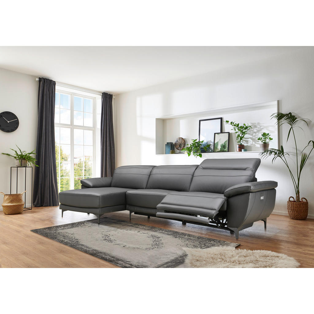 Thumbnail - Xora Ecksofa, Schwarz, Leder, Textil, Echtleder, Kombination Echtleder/Lederlook, Büffelleder, 3-Sitzer, L-Form, Ottoman...