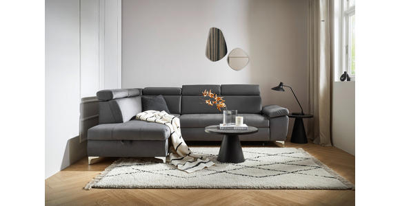 ECKSOFA Dunkelgrau Mikrofaser  - Chromfarben/Dunkelgrau, KONVENTIONELL, Textil/Metall (206/271cm) - Carryhome
