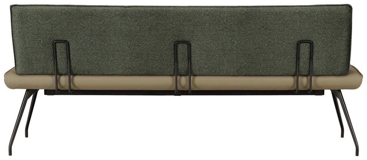 SITZBANK 200/88/62 cm  in Grün, Olivgrün  - Schwarz/Olivgrün, Design, Textil/Metall (200/88/62cm) - Moderano
