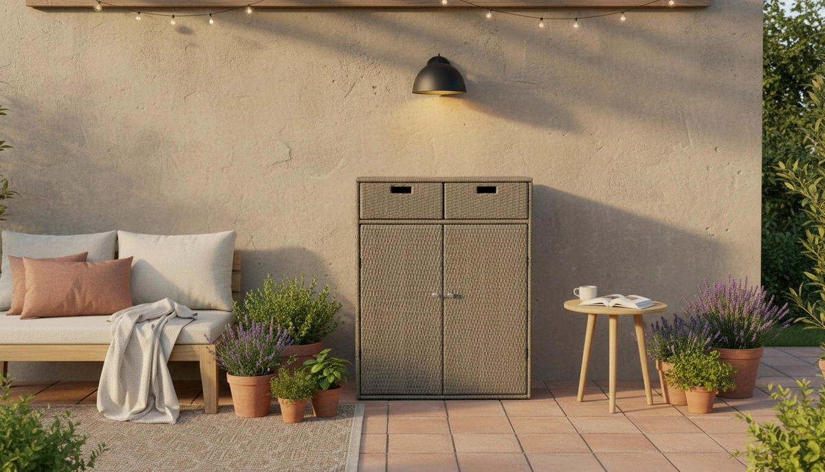 GARTENKOMMODE 90/113/55 cm  - Silberfarben/Braun, MODERN, Kunststoff/Metall (90/113/55cm) - Ambia Garden