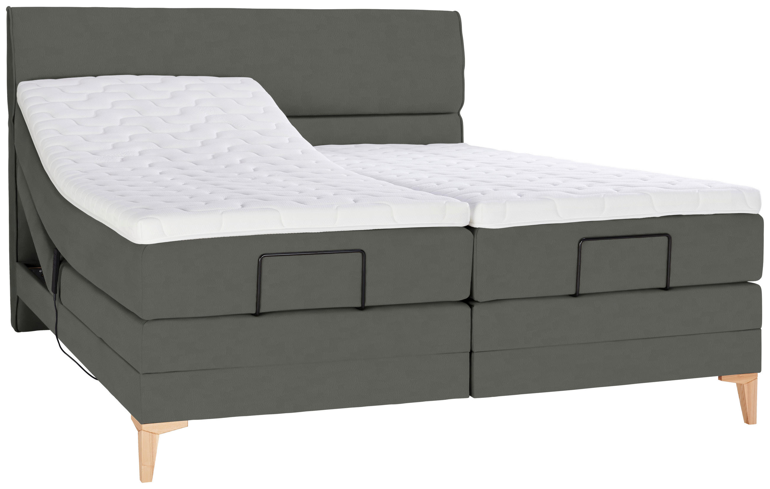 BOXSPRINGBETT 180/200 cm  in Grau  - Eichefarben/Grau, KONVENTIONELL, Holz/Textil (180/200cm) - Voleo