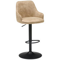 BARHOCKER in Metall, Textil Schwarz, Beige  - Beige/Schwarz, KONVENTIONELL, Textil/Metall (50/90-111/51cm) - MID.YOU
