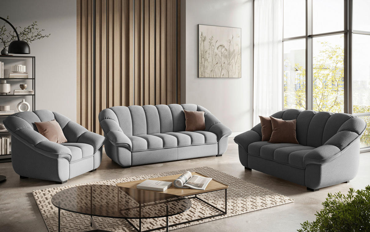 3-SITZER-SOFA Chenille Anthrazit  - Anthrazit/Schwarz, KONVENTIONELL, Kunststoff/Textil (215/88/104cm) - Welnova