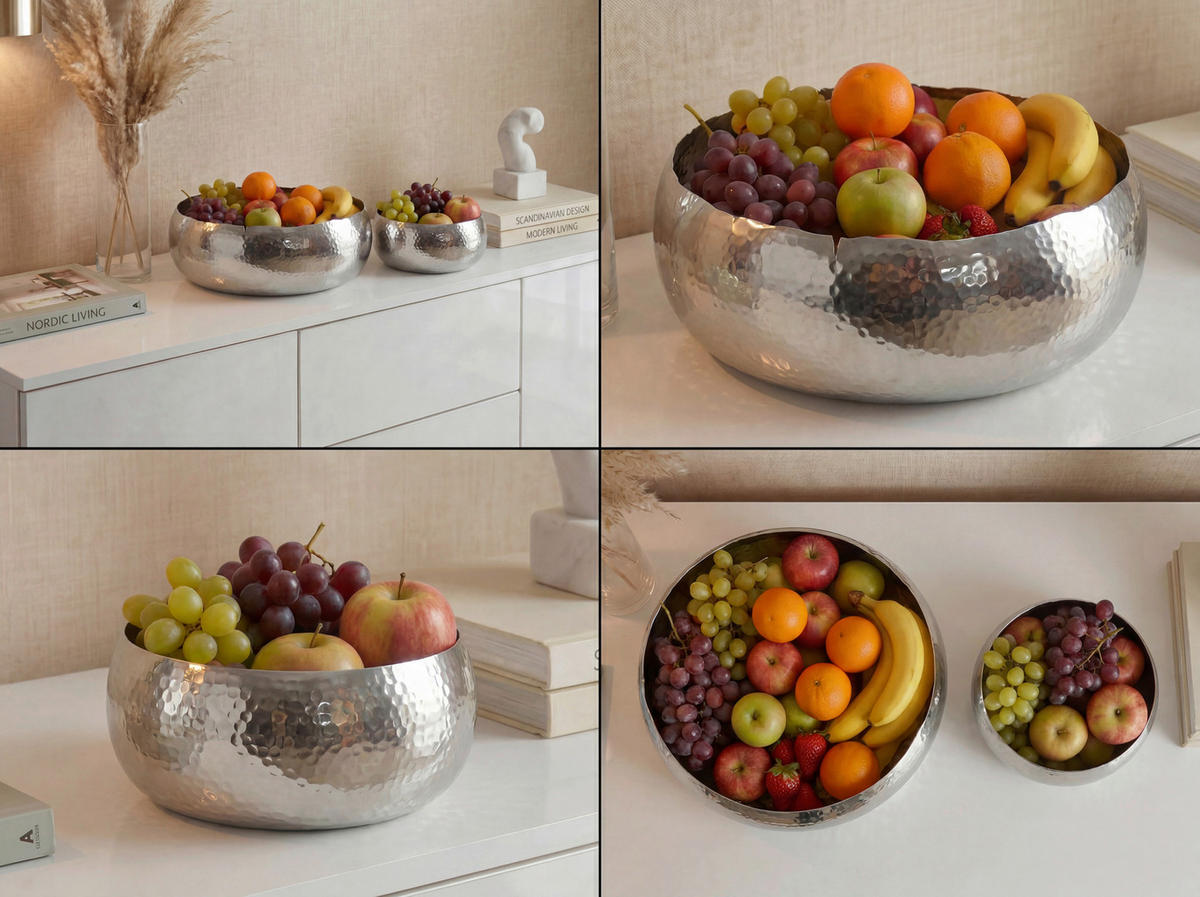 OBSTSCHALE  - Silberfarben, Design, Metall (40/23/40cm) - Livetastic