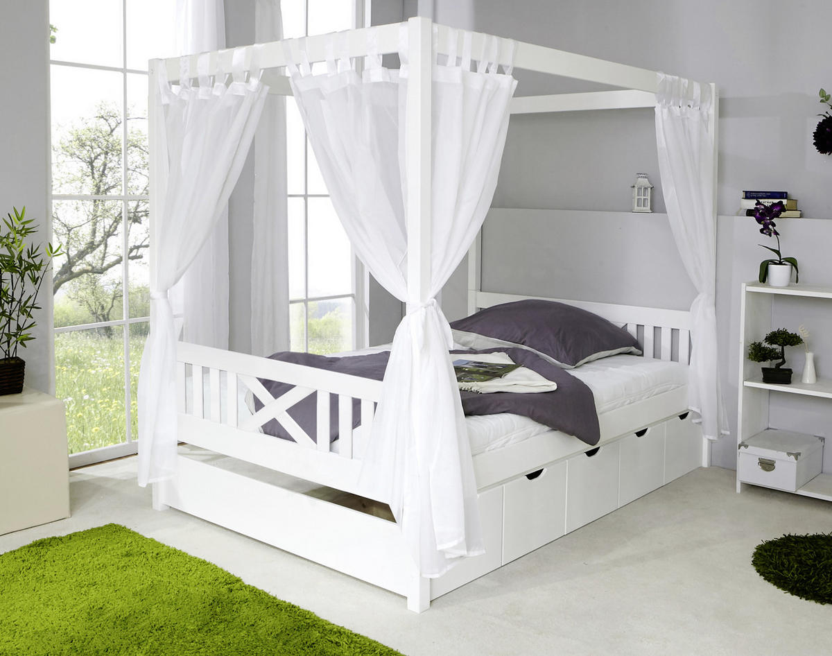 HIMMELBETT 140/200 cm  in Weiß  - Weiß, MODERN, Holz (140/200cm) - MID.YOU