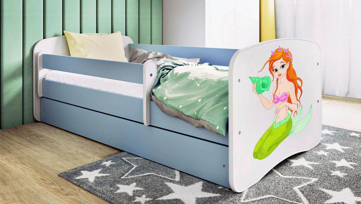 KINDER-/JUNIORBETT 80/160 cm  in Blau, Weiß  - Blau/Birkefarben, MODERN, Holz/Holzwerkstoff (80/160cm) - MID.YOU