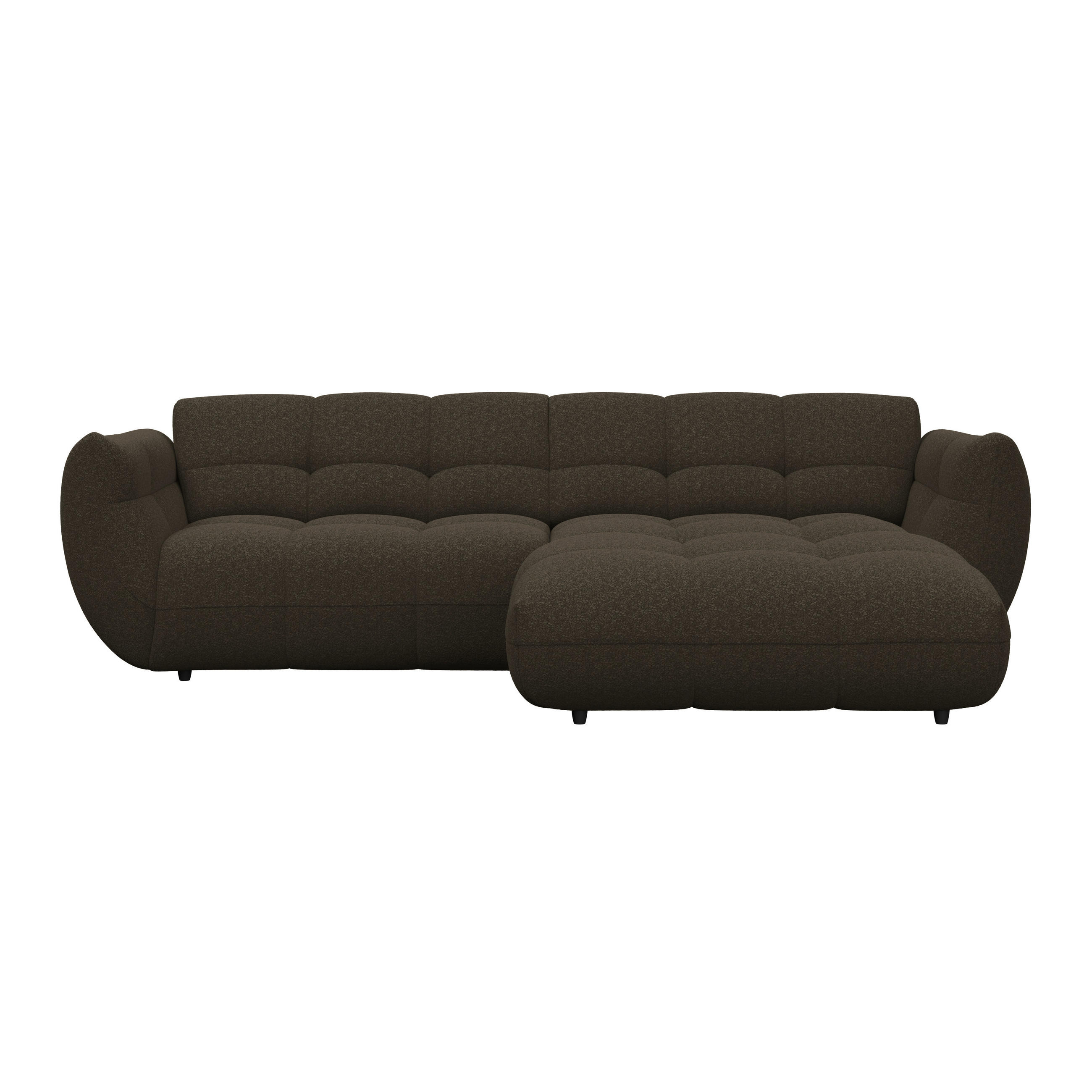 ECKSOFA Dunkelbraun Chenille  - Dunkelbraun/Schwarz, Trend, Kunststoff/Textil (280/178cm) - MID.YOU
