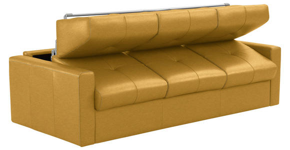 SCHLAFSOFA Bard in Echtleder Currygelb  - Currygelb/Schwarz, KONVENTIONELL, Leder/Kunststoff (206/81/96cm) - Novel