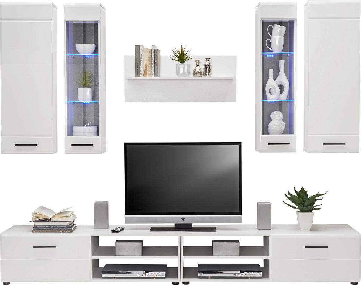 OBÝVACÍ STĚNA, bílá - bílá, Design, kompozitní dřevo/plast (240/190/45cm) - Carryhome