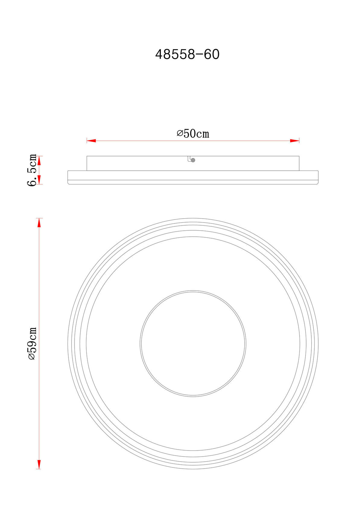 LED-DECKENLEUCHTE 59/6,5 cm   - Champagner/Opal, Design, Kunststoff/Metall (59/6,5cm) - Globo