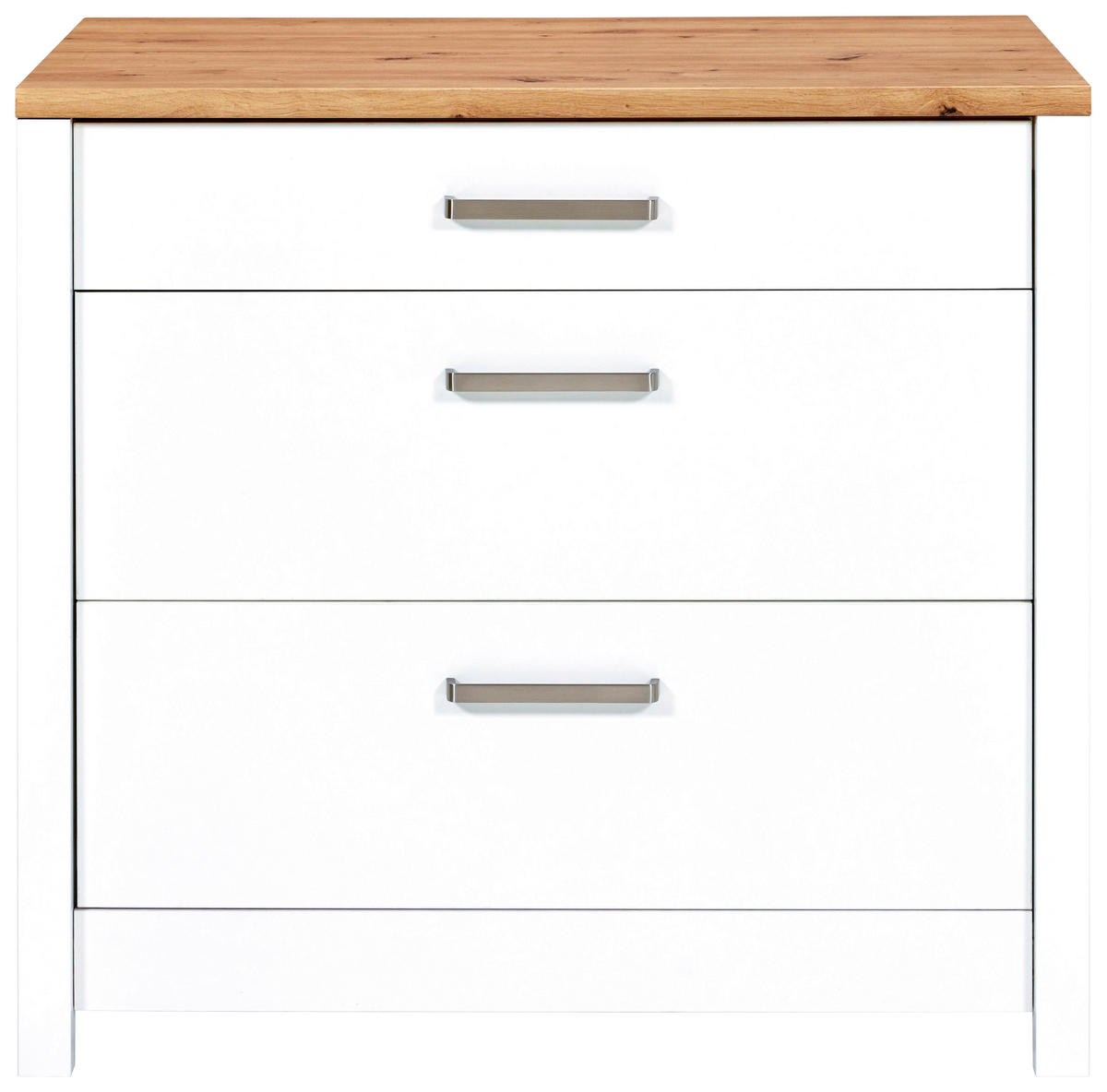 SCHUBKASTENUNTERSCHRANK 100/92/60 cm  in Weiß, Eiche Artisan  - Silberfarben/Eiche Artisan, MODERN, Holzwerkstoff/Metall (100/92/60cm) - home24